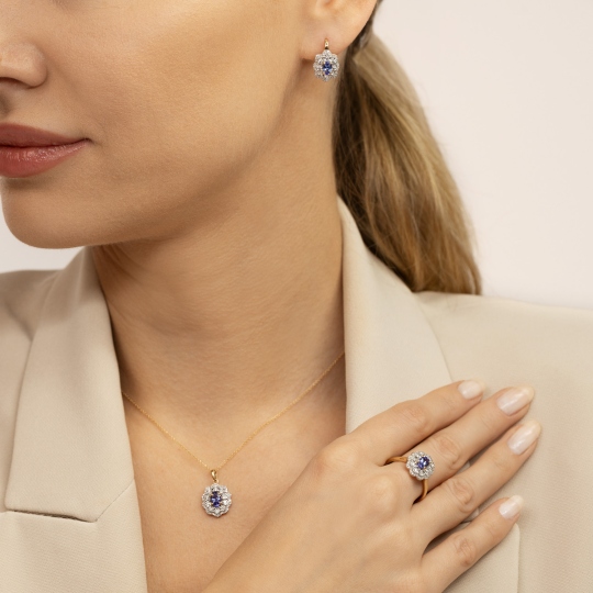 Zawieszka z tanzanitem i diamentami (P83432 Y T)