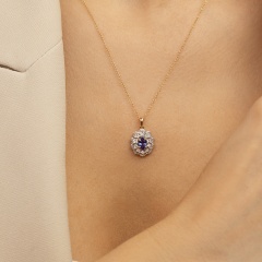 Zawieszka z tanzanitem i diamentami (P83432 Y T)