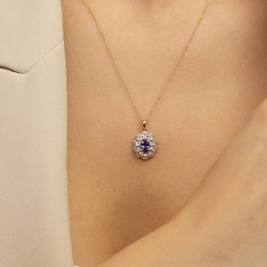 Zawieszka z tanzanitem i diamentami (P83432 Y T)