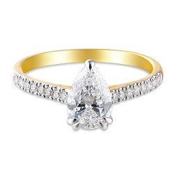 Pierścionek z diamentami laboratoryjnymi (R96122 YW LGD 1.00ct) - zdjęcie: 3