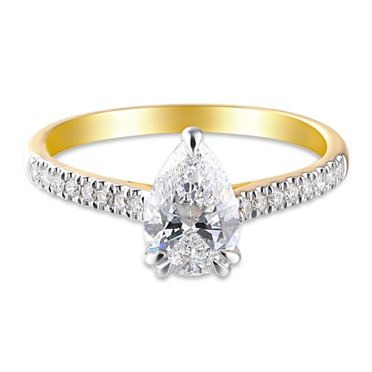 Pierścionek z diamentami laboratoryjnymi (R96122 YW LGD 1.00ct)