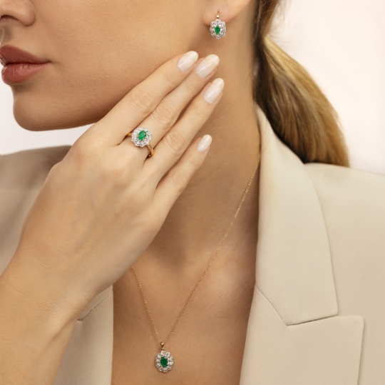 Zawieszka ze szmaragdem i diamentami (P83432 Y EM)