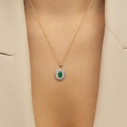 Zawieszka ze szmaragdem i diamentami (P83432 Y EM) - zdjęcie: 3