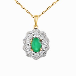 Zawieszka ze szmaragdem i diamentami (P83432 Y EM) - zdjęcie: 2