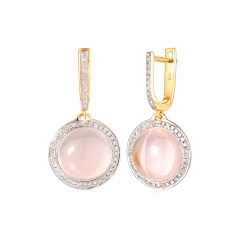 Kolczyki z różowym kwarcami i diamentami (E28933 Y A RQ)