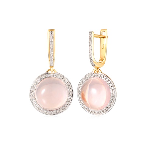 Kolczyki z różowym kwarcami i diamentami (E28933 Y A RQ)