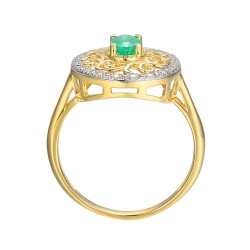 Pierścionek ze szmaragdem i diamentami (R86861 Y EM): 17 - zdjęcie: 4