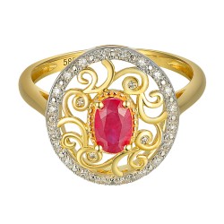 Pierścionek z rubinem i diamentami (R86861 Y RU): 7 - zdjęcie: 3