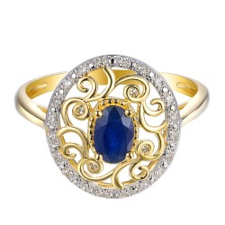 Pierścionek z szafirem i diamentami (R86861 Y SA): 7 - zdjęcie: 3