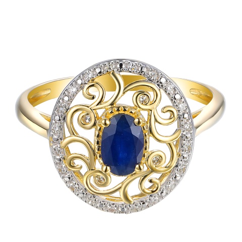 Pierścionek z szafirem i diamentami (R86861 Y SA)