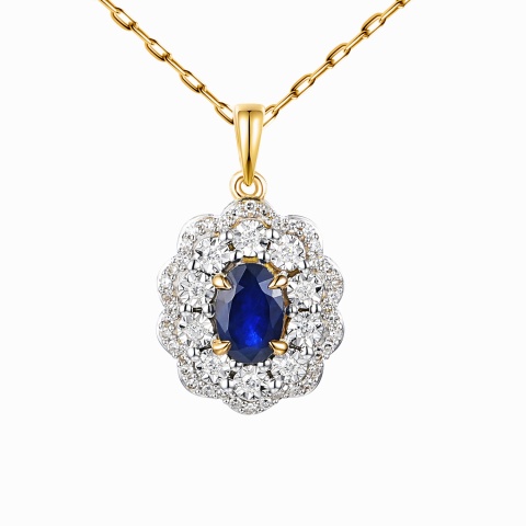 Zawieszka z szafirem i diamentami (P83432 Y SA)