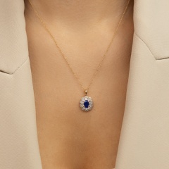 Zawieszka z szafirem i diamentami (P83432 Y SA)