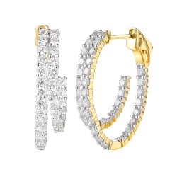 Kolczyki duo ring z diamentami laboratoryjnymi (E97095 Y A LGD) - zdjęcie: 2