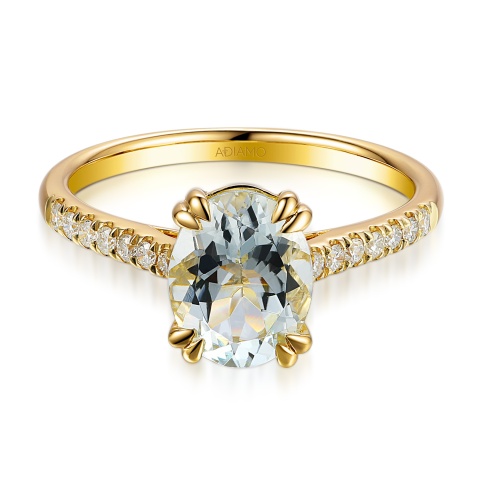 Pierścionek z akwamarynem i diamentami (R82481 Y AQ)