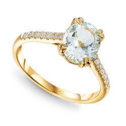 Pierścionek z akwamarynem i diamentami (R82481 Y AQ) - zdjęcie: 2