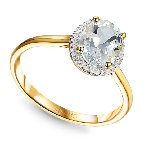 Pierścionek z białym topazem i diamentami (R62898 Y D WT)