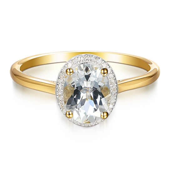 Pierścionek z białym topazem i diamentami (R62898 Y D WT): 7