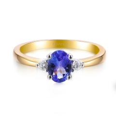 Pierścionek z tanzanitem i diamentami (R37303 YW T)