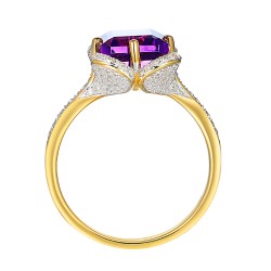 Pierścionek z ametystem i diamentami (R89888 Y AM): 7 - zdjęcie: 5