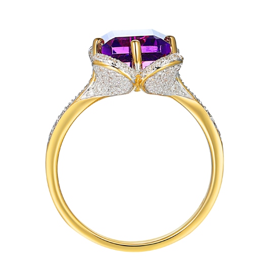 Pierścionek z ametystem i diamentami (R89888 Y AM): 7