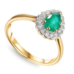Pierścionek ze szmaragdem i diamentami (R82052 Y EM)