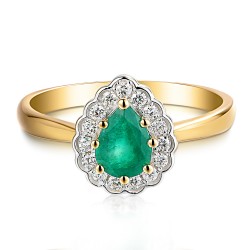 Pierścionek ze szmaragdem i diamentami (R82052 Y EM): 10 - zdjęcie: 4