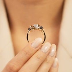 Pierścionek z czarnymi diamentami (R95431 Y BD) - zdjęcie: 6