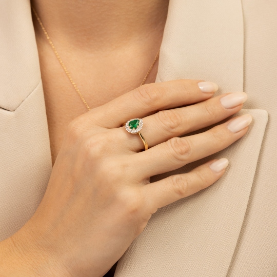 Pierścionek ze szmaragdem i diamentami (R82052 Y EM): 10