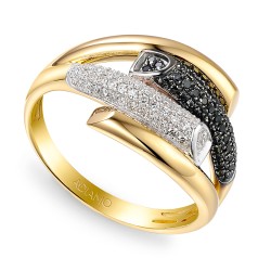 Pierścionek z czarnymi diamentami (R95435 Y BD) - zdjęcie: 2