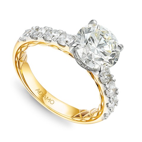 Pierścionek z diamentami laboratoryjnymi (R94452 YW LGD 3.00ct)