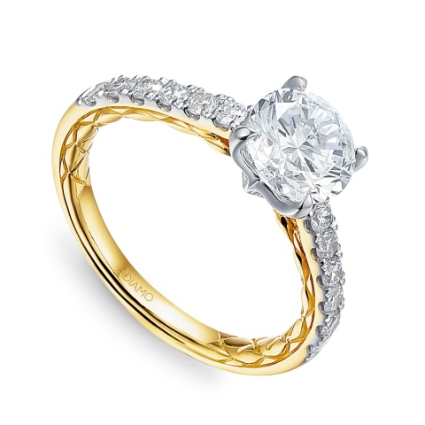 Pierścionek z diamentami laboratoryjnymi (R94453 YW LGD 1.50ct)