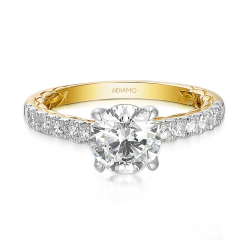 Pierścionek z diamentami laboratoryjnymi (R94453 YW LGD 1.50ct)