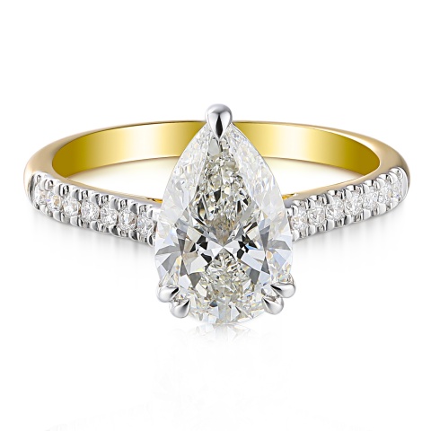 Pierścionek z diamentami laboratoryjnymi (R96122 YW LGD 2.00ct)