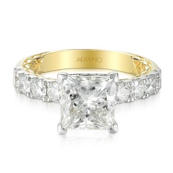 Pierścionek z diamentami laboratoryjnymi (R94455 YW LGD 3.00ct): 10 - zdjęcie: 3