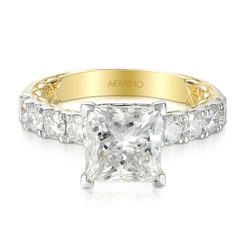 Pierścionek z diamentami laboratoryjnymi (R94455 YW LGD 3.00ct)