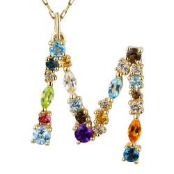 Zawieszka literka M z kolorowymi kamieniami (P94890 Y) - zdjęcie: 2