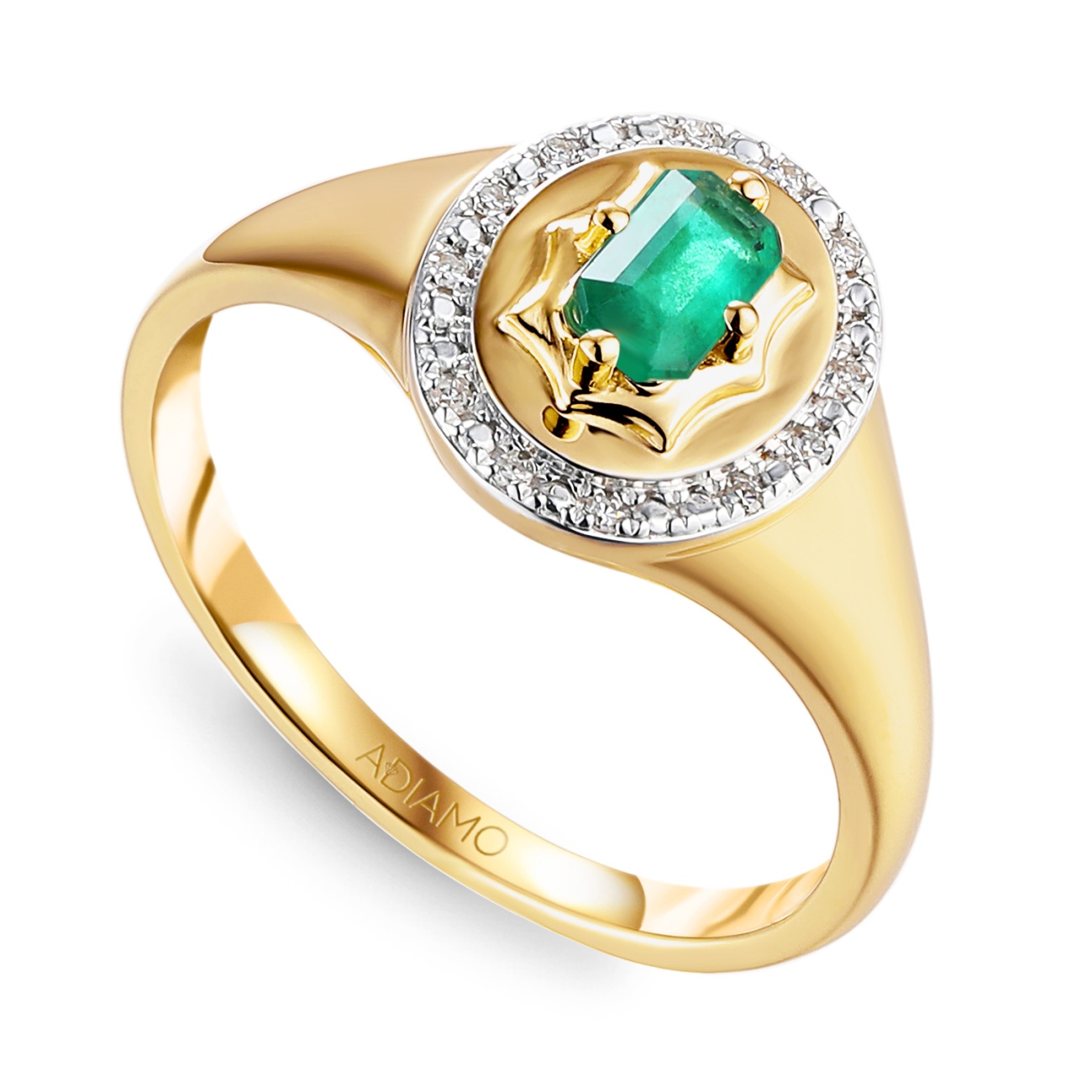 Sygnet ze szmaragdem i diamentami (R93931 Y EM): 10