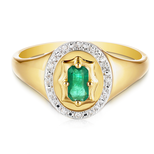 Sygnet ze szmaragdem i diamentami (R93931 Y EM): 10