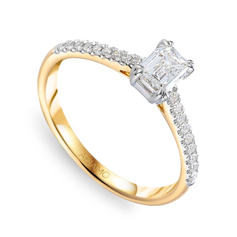 Pierścionek z diamentami laboratoryjnymi (R82483 YW LGD 0.50ct)