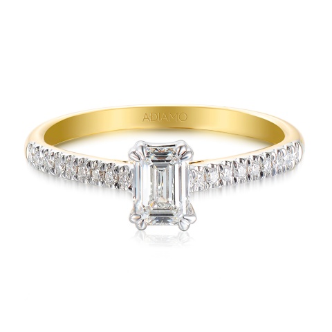 Pierścionek z diamentami laboratoryjnymi (R82483 YW LGD 0.50ct)