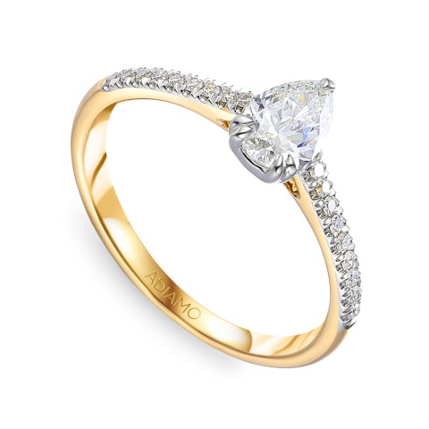 Pierścionek z diamentami laboratoryjnymi (R96122 YW LGD 0.50ct)