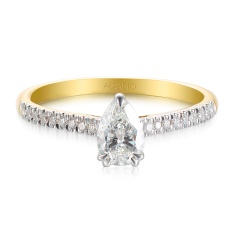 Pierścionek z diamentami laboratoryjnymi (R96122 YW LGD 0.50ct)