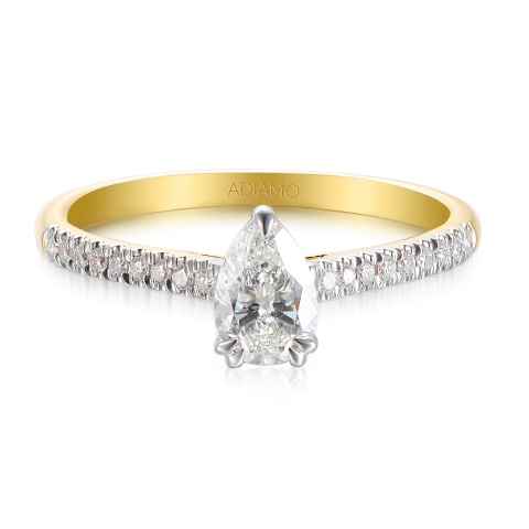 Pierścionek z diamentami laboratoryjnymi (R96122 YW LGD 0.50ct)
