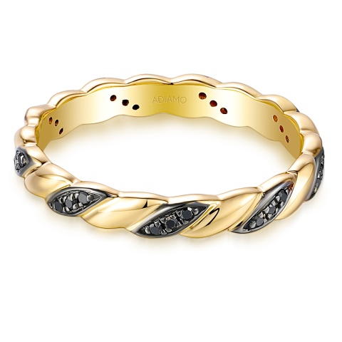 Pierścionek z czarnymi diamentami (R97775 Y BD)