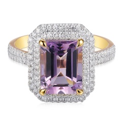 Pierścionek z różowym ametystem i diamentami (R98239 Y PAM)