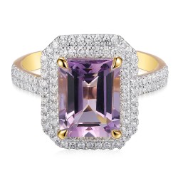 Pierścionek z różowym ametystem i diamentami (R98239 Y PAM): 10 - zdjęcie: 3