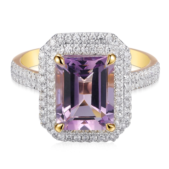 Pierścionek z różowym ametystem i diamentami (R98239 Y PAM): 10