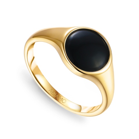 Sygnet złoty z czarnym agatem (R81717 Y BAG)