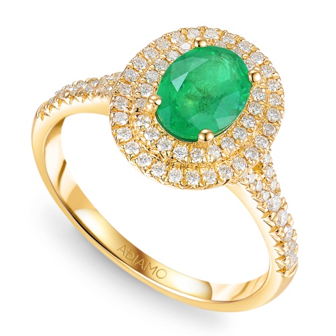 Pierścionek ze szmaragdem i diamentami (R95586 Y EM)