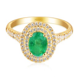 Pierścionek ze szmaragdem i diamentami (R95586 Y EM): 10 - zdjęcie: 3